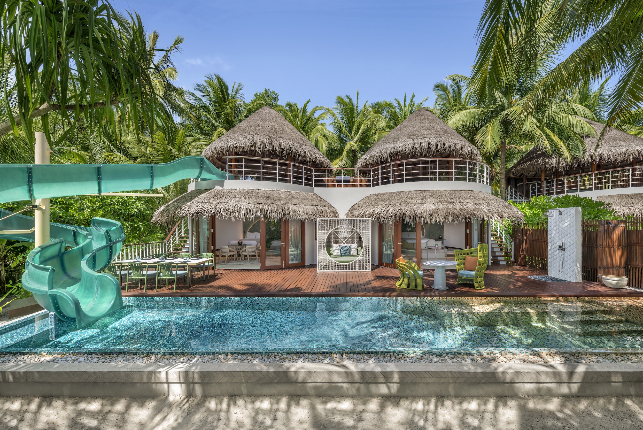Oasis Beach Two Bedroom Villa with Slide - Pool & Deck View - W Maldives